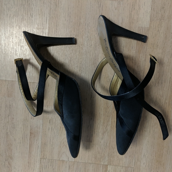 YSL black dressy ankle strap high heal shoes, size 8 M - Picture 4 of 13